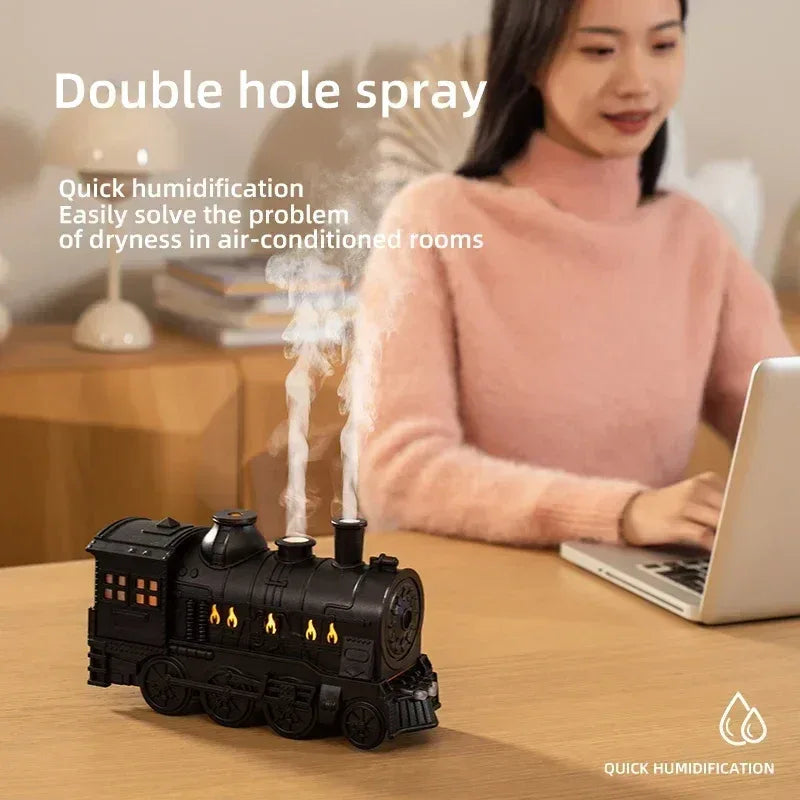 Premium Train Humidifier – Creative LED Steam Engine Aroma Diffuser - Clarify.pk