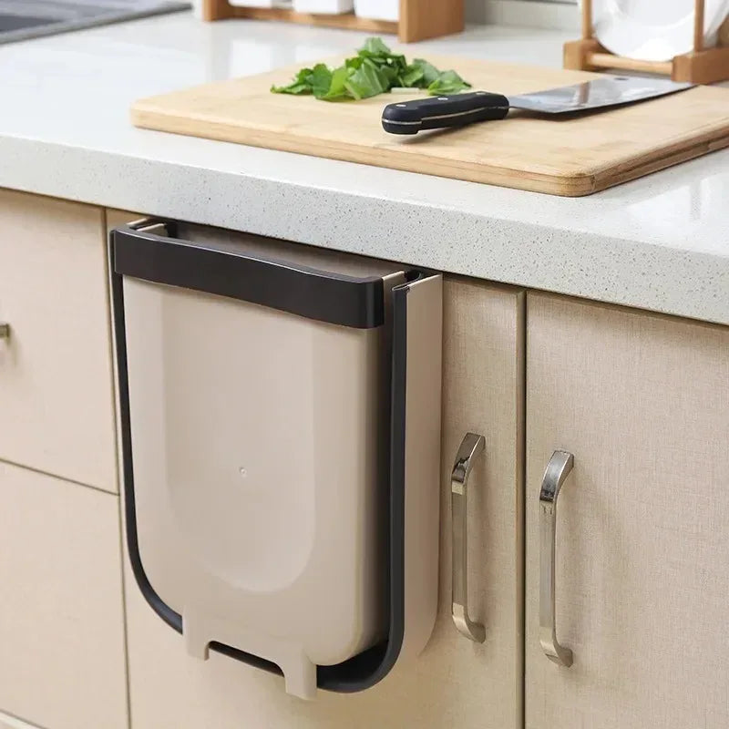 Wall Mounted Folding Trash Bin – Kitchen & Car Hanging Garbage Can