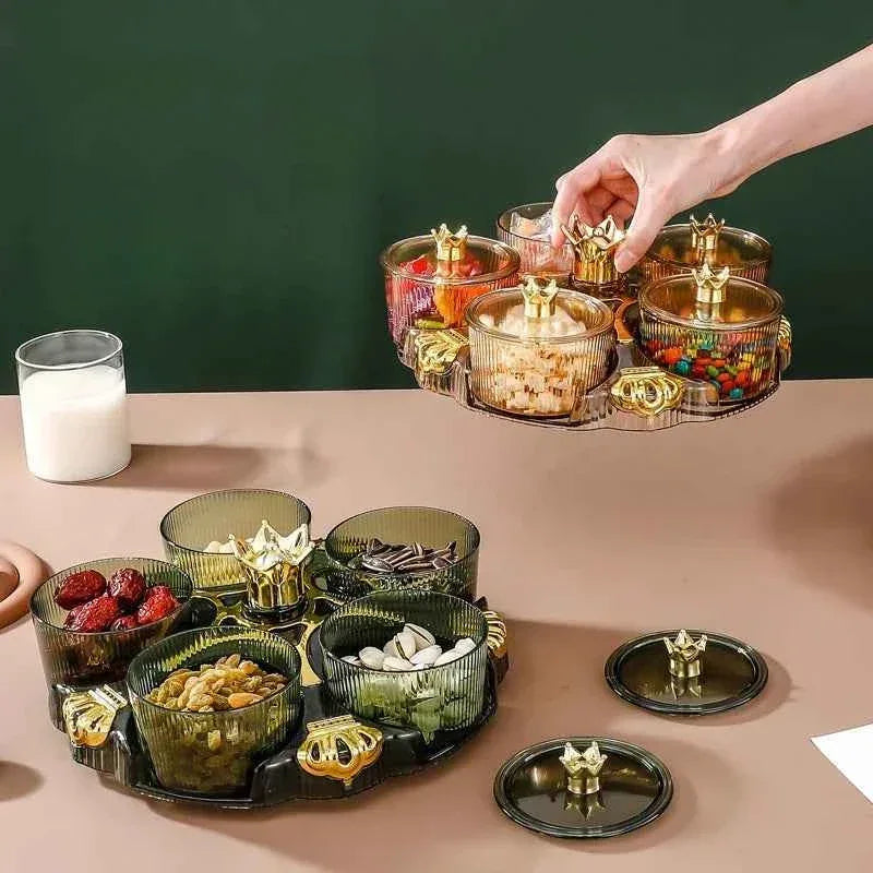 Rotating Snack Organizer - 5 Section Fruit Plate for Easy Serving - Clarify.pk