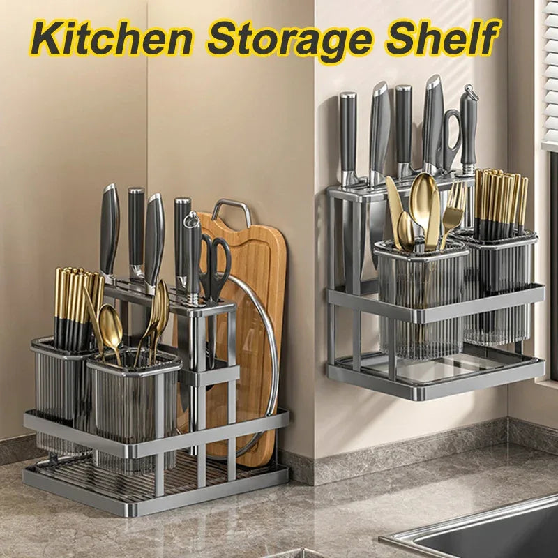 Multi-Function Kitchen Storage Rack – Knife & Board Holder - Clarify.pk