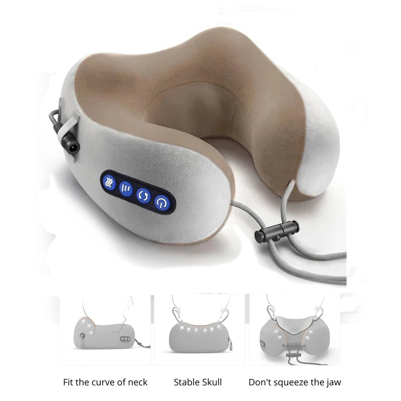 Electric Heated Travel Neck Pillow – Pain Relief Massager