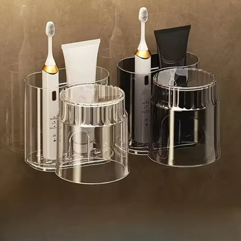 Wall-Mounted Toothbrush Holder with Cup – Bathroom Organizer - Clarify.pk