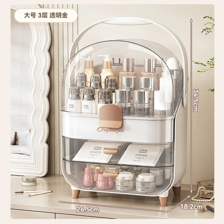 Large Capacity Dustproof Cosmetic & Skincare Organizer