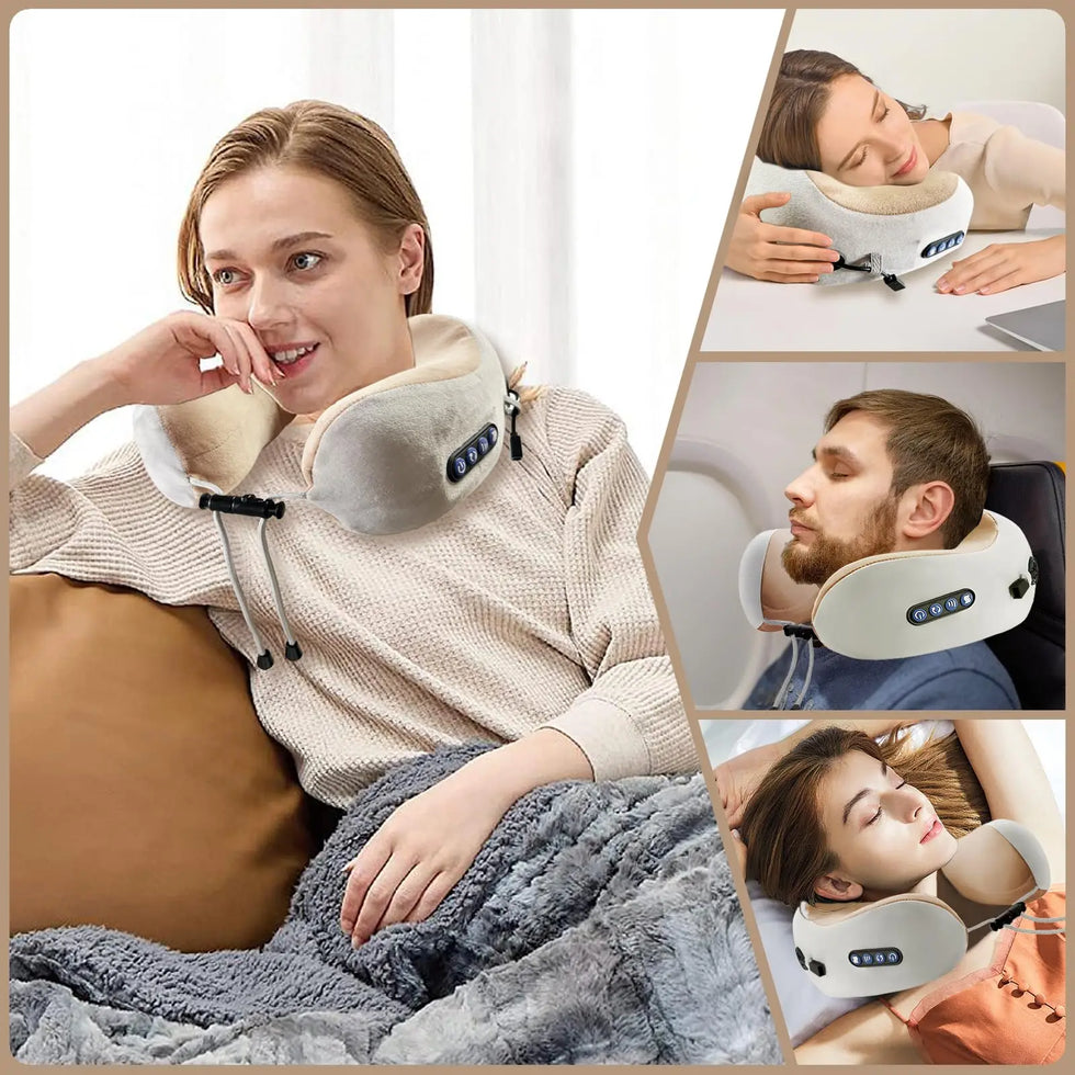 Electric Heated Travel Neck Pillow – Pain Relief Massager