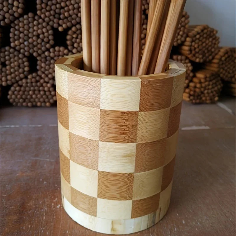 Bamboo Kitchen Utensil Holder – Natural Wood - Clarify.pk