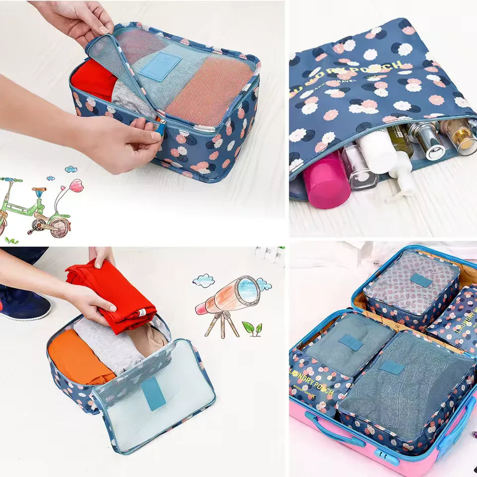 6-Piece Packing Bags Set – Foldable Luggage Organizers for Suitcases