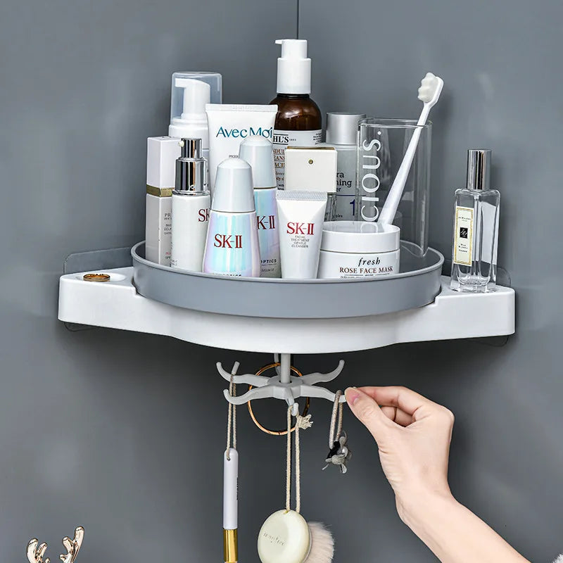Wall Mounted Rotating Storage Rack Cosmetic Storage Bathroom Organizer For Kitchen Bathroom Accessories Plastic Container Shelf