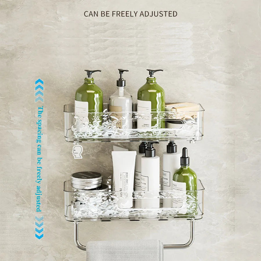 Glacier Patterned Bathroom Shelf - Non-Perforated Wall Mounted Storage Rack