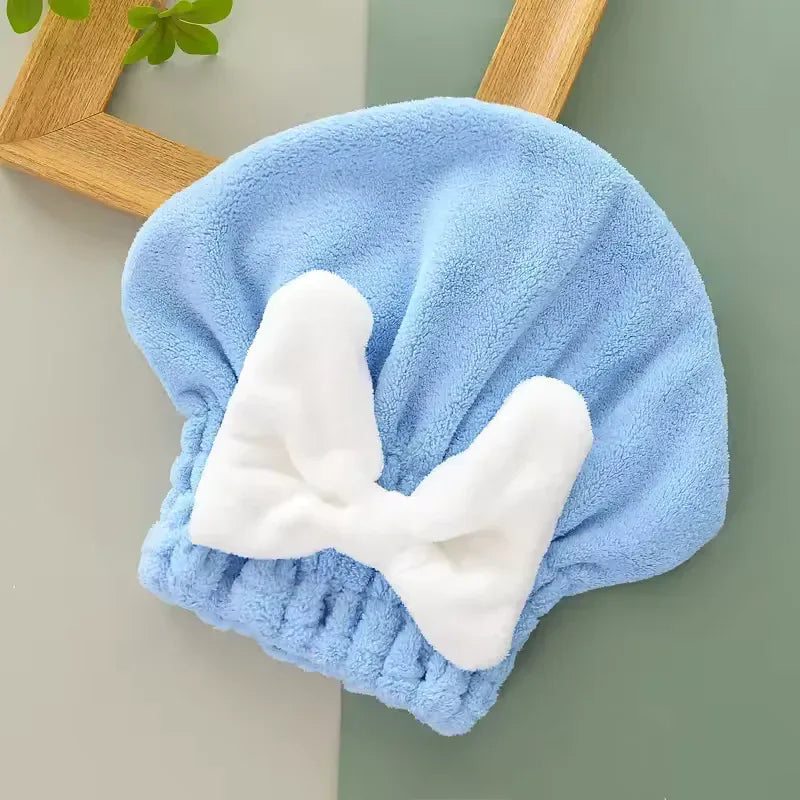 Soft Water-Absorbent Shower Cap with Stylish Bow - Clarify.pk