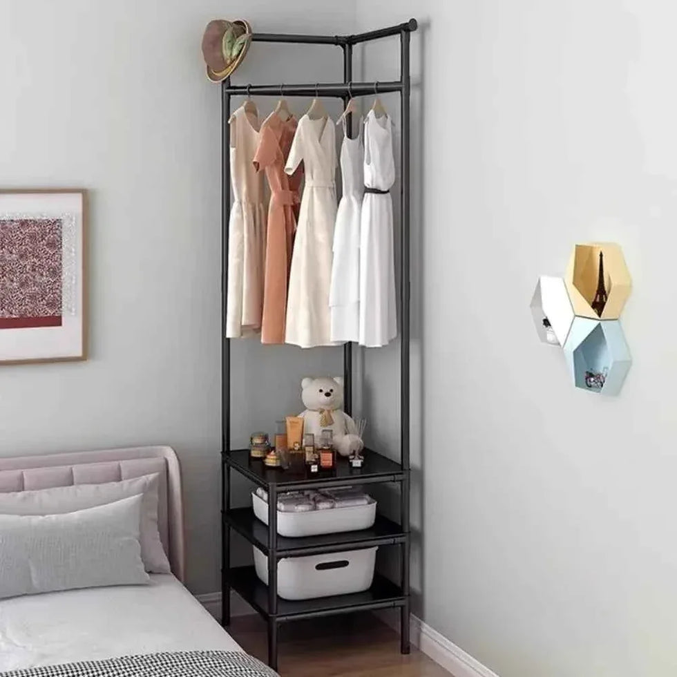 Bedroom Corner Clothes Rack - Multi-Layer Stand Hanger for Clothes and Coats Storage