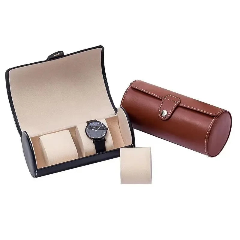 3-Slot Watch Storage Box – PU Leather Organizer - Clarify.pk