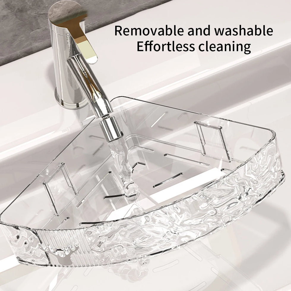 No-Drill Corner Shower Rack – Industrial Suction Storage