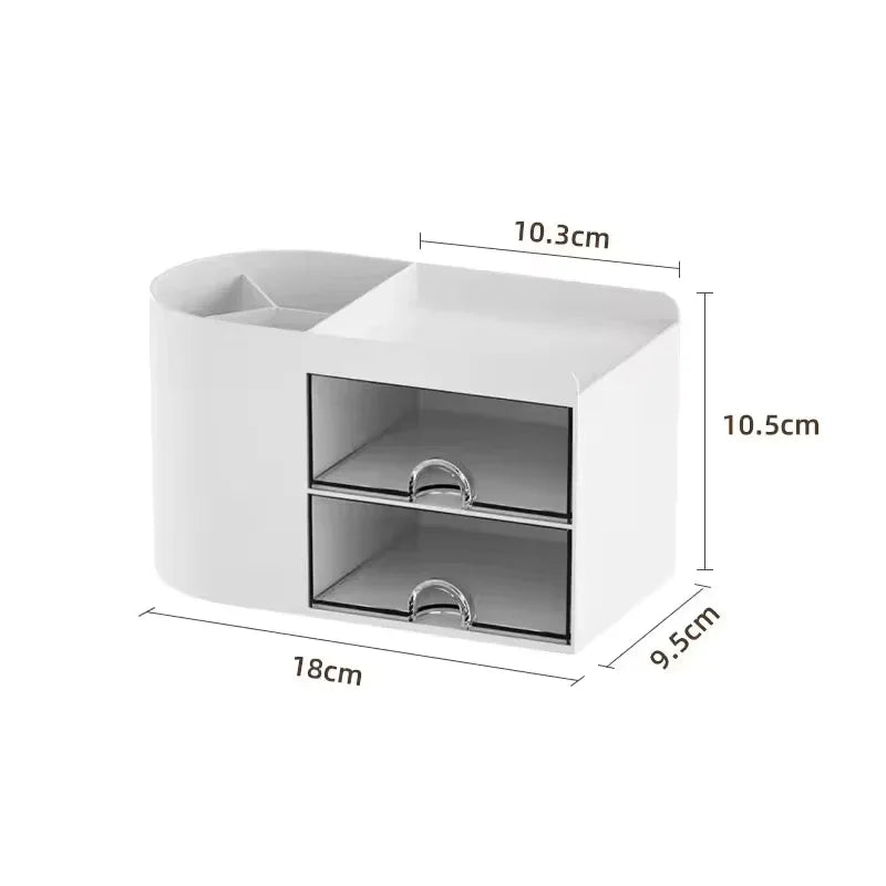 Pen holder office desktop storage box, large capacity student stationery sorting box, desk storage shelf - Clarify.pk