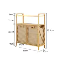 Premium Double-Section Bamboo Laundry Hamper & Storage Rack