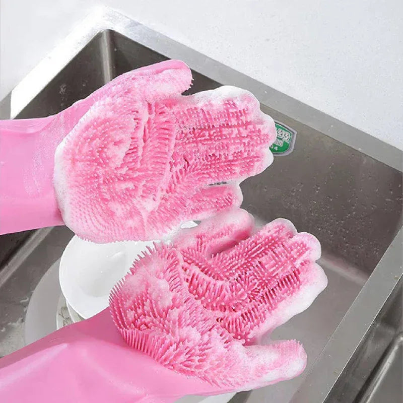 Waterproof Silicone Dishwashing Gloves – Soft & Durable - Clarify.pk