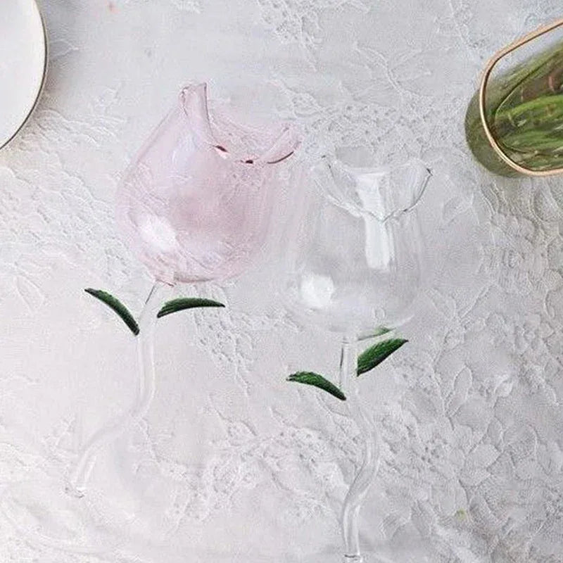 Romantic Rose Flower Juice Glass – Elegant Cocktail & Champagne Cup - Clarify.pk