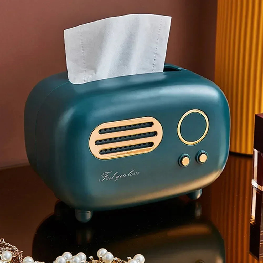 Radio Model Tissue Box Holder – Retro Home & Desktop Organizer (Random color) - Clarify.pk