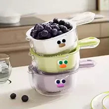 Dopamine Double Layer Drain Basket – Cute Handle 2-in-1 Vegetable & Fruit Washer