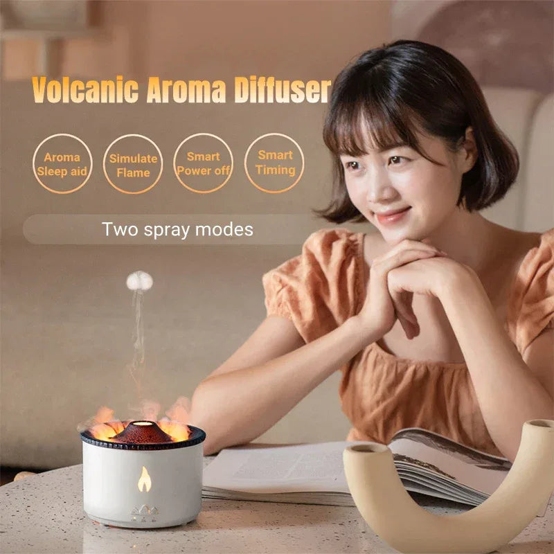 Premium Volcano Flame Humidifier – LED Fire Mist Aroma Diffuser - Clarify.pk