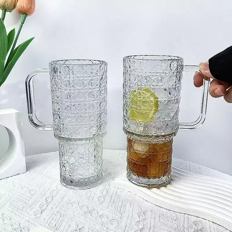 Glass Tumbler with Handle & Straw – 750ml Leak-Proof Mug