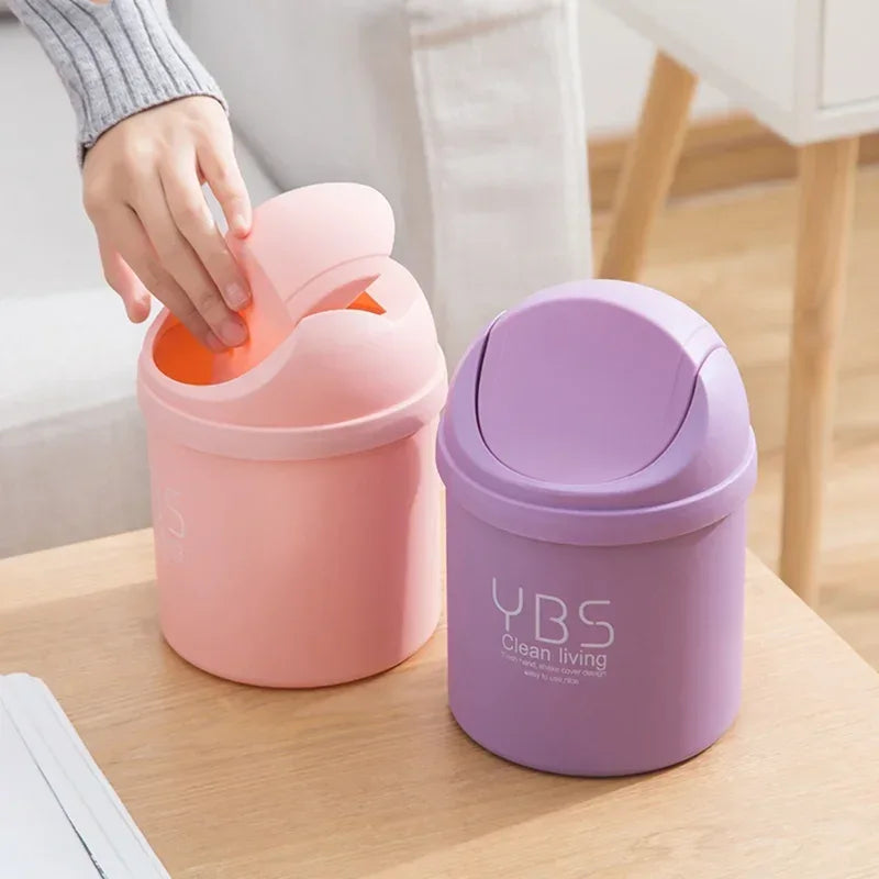 Mini Desktop Trash Can with Shake Cover – Plastic Dustbin for Home & Office - Clarify.pk