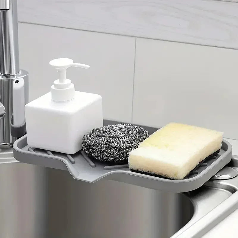 Silicone Sink Tray – Self-Draining Kitchen Sponge & Soap Holder - Clarify.pk