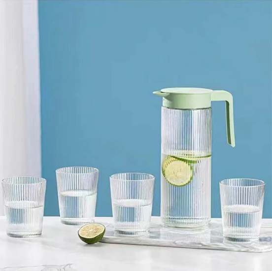 Elegant Water Pitcher Jug with 4 Matching Glasses – Serving Set
