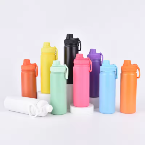 Colorful Sports Water Bottle with Sipper Cap (Random Color)