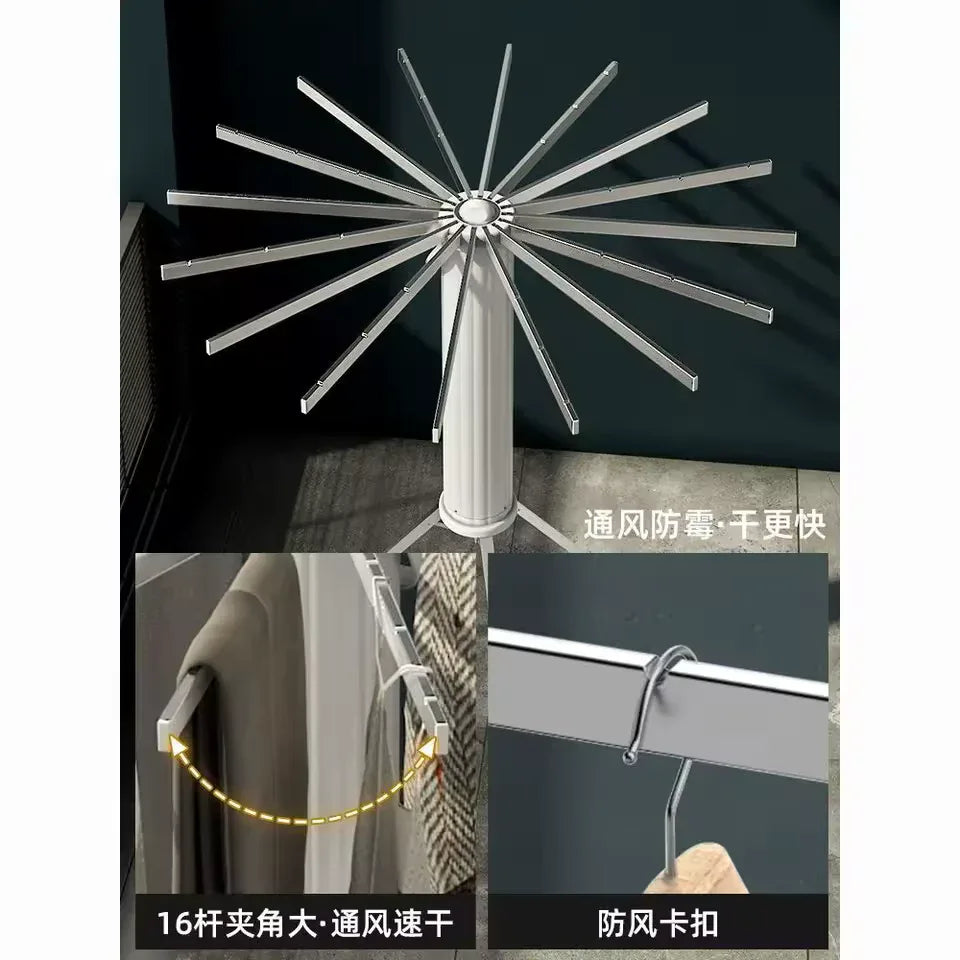 Retractable Folding Drying Rack with Floor Pole – Indoor Balcony Quilt Dryer - Clarify.pk