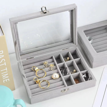 Large Capacity Jewelry Earring Display Stand Storage Box Simple Style Necklace Bracelet Ring Holder Organizer Box for Jewels