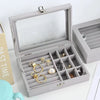 Thickened Velvet Jewelry Box - Dustproof Lockable Ring & Earring Organizer (Random color)