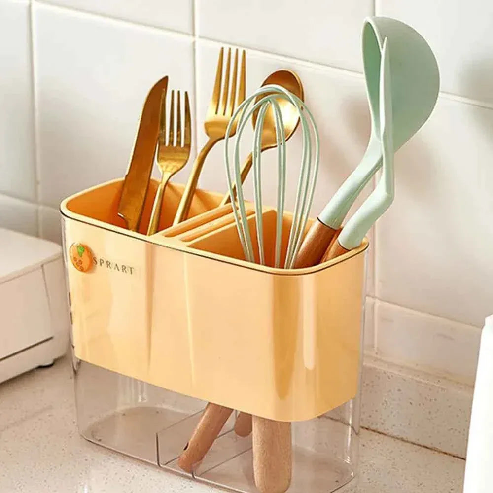 Chopsticks Storage Rack Multifunctional Detachable Drainage Tray Large Storage Box for Kitchen - Clarify.pk