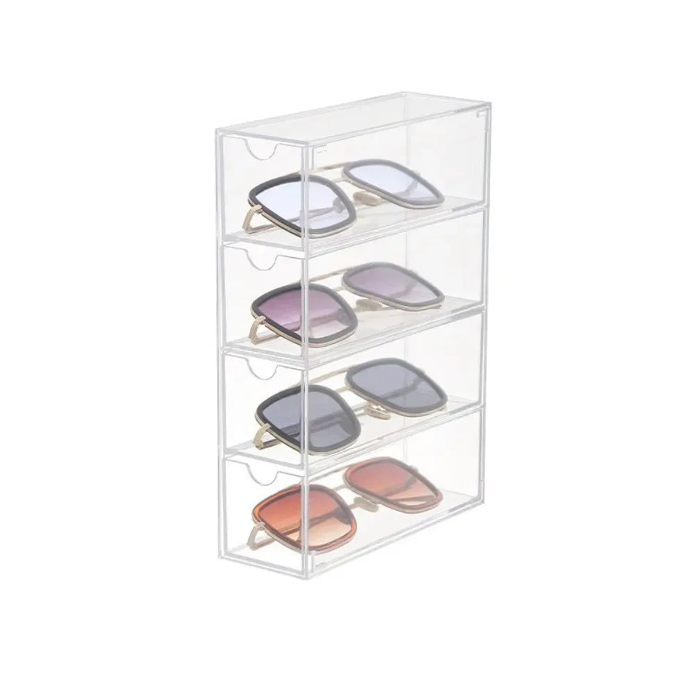 4 Layer Acrylic Sunglasses Storage Box – Transparent Organizer Case - Clarify.pk