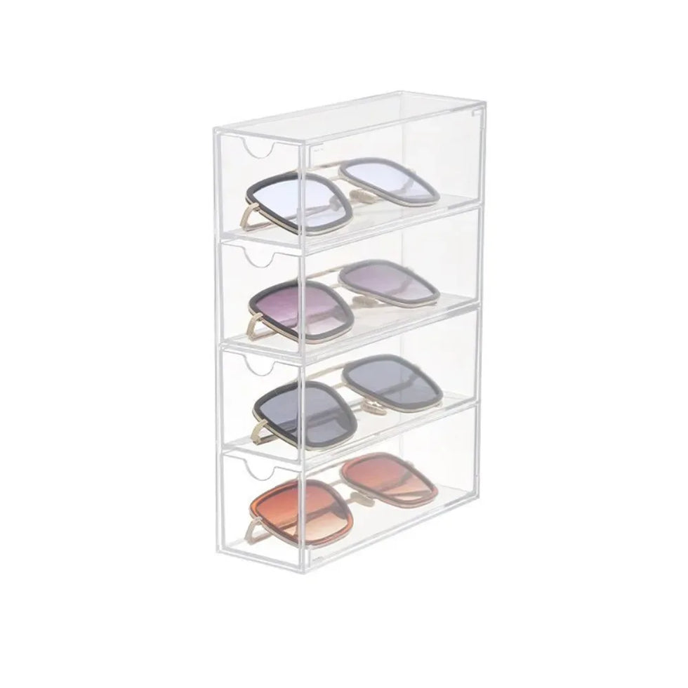 4 Layer Acrylic Sunglasses Storage Box – Transparent Organizer Case