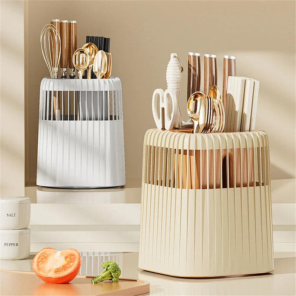 Multifunctional Kitchen Knife Rack – Drainage Cutlery Holder & Utensil Organizer