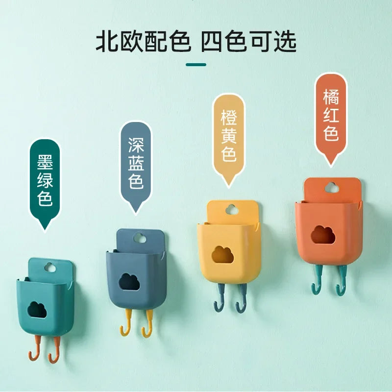 Wall-mounted TV Air Conditioner Remote Control Wall Storage Box Punch-free Mobile Phone Storage Shelf Bathroom Storage Basket