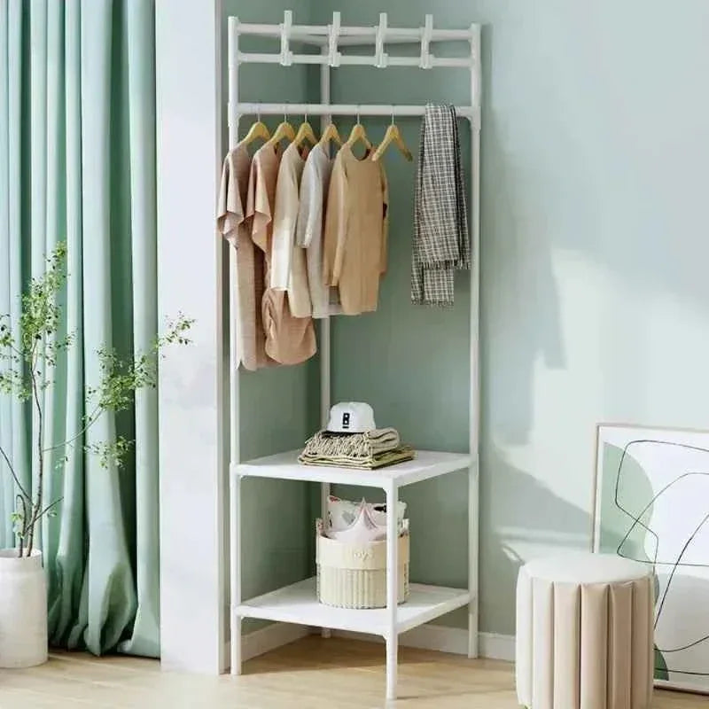 Bedroom Corner Clothes Rack - Multi-Layer Stand Hanger for Clothes and Coats Storage
