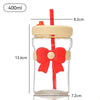 400ml Bow Glass Straw Cup – Leak-Proof Heat Resistant Mug
