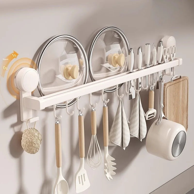 Suction Cup Kitchen Hook Rack | No-Drill Wall Organizer