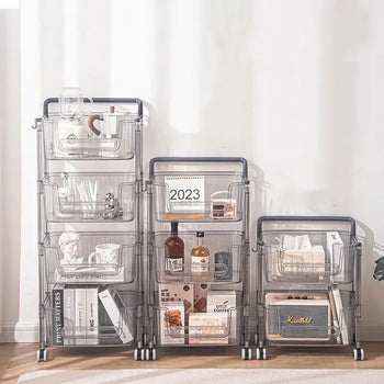 Movable kitchen corner storage cart with wheels for home