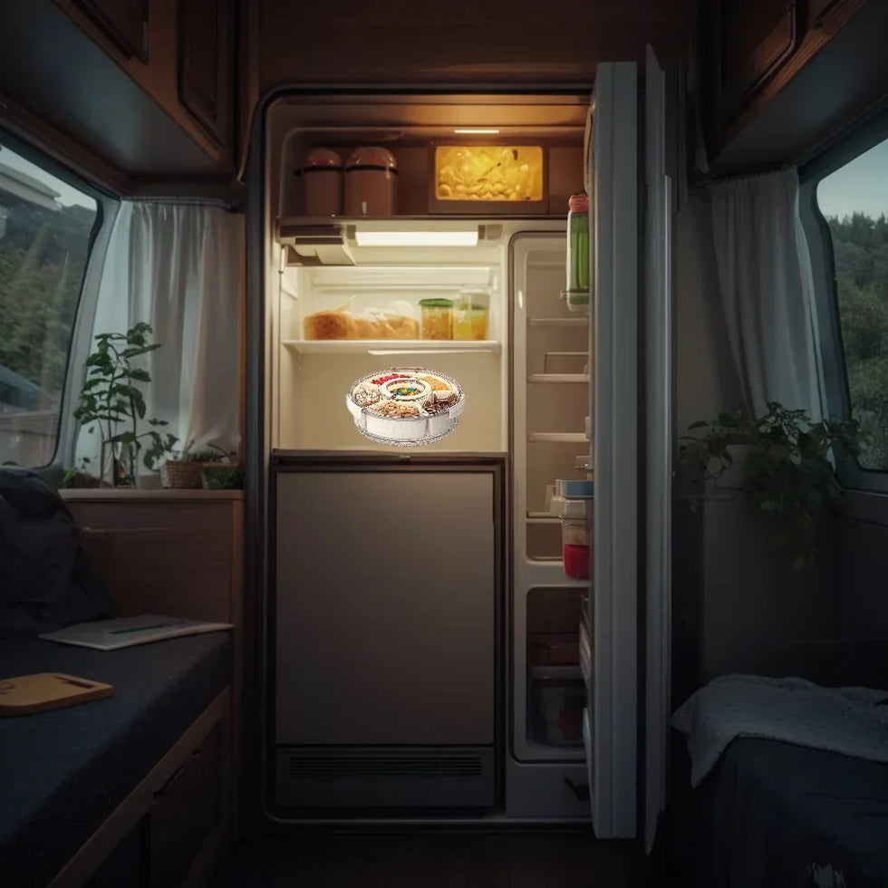 Portable Snack Tray – 360° Rotating & Spill-Proof - Clarify.pk