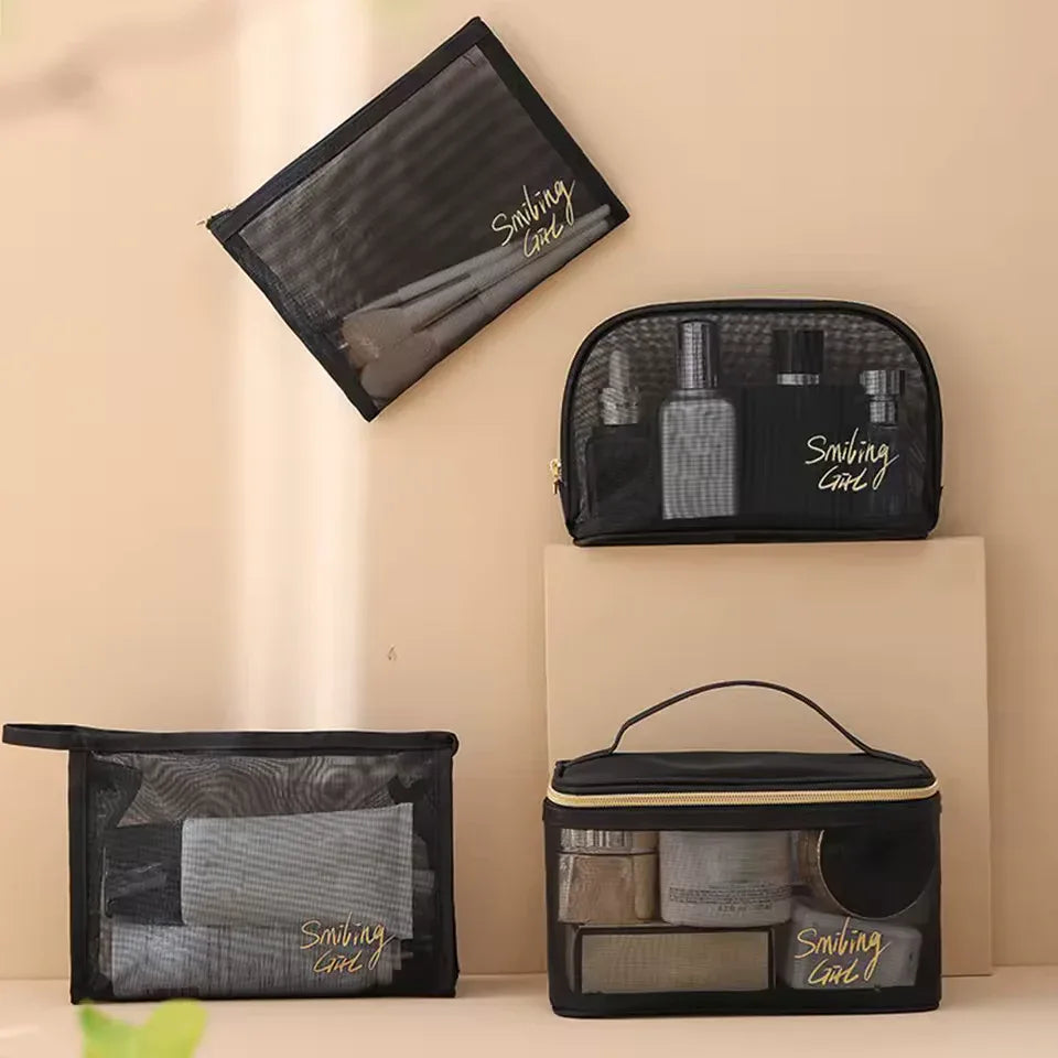 5-Piece Mesh Cosmetic Organizer Set – Makeup & Toiletry Storage Bags - Clarify.pk