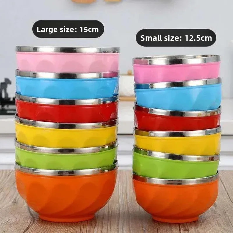 Colorful Stainless Steel Bowl – Heat-Resistant & Anti-Fall (each) - Clarify.pk