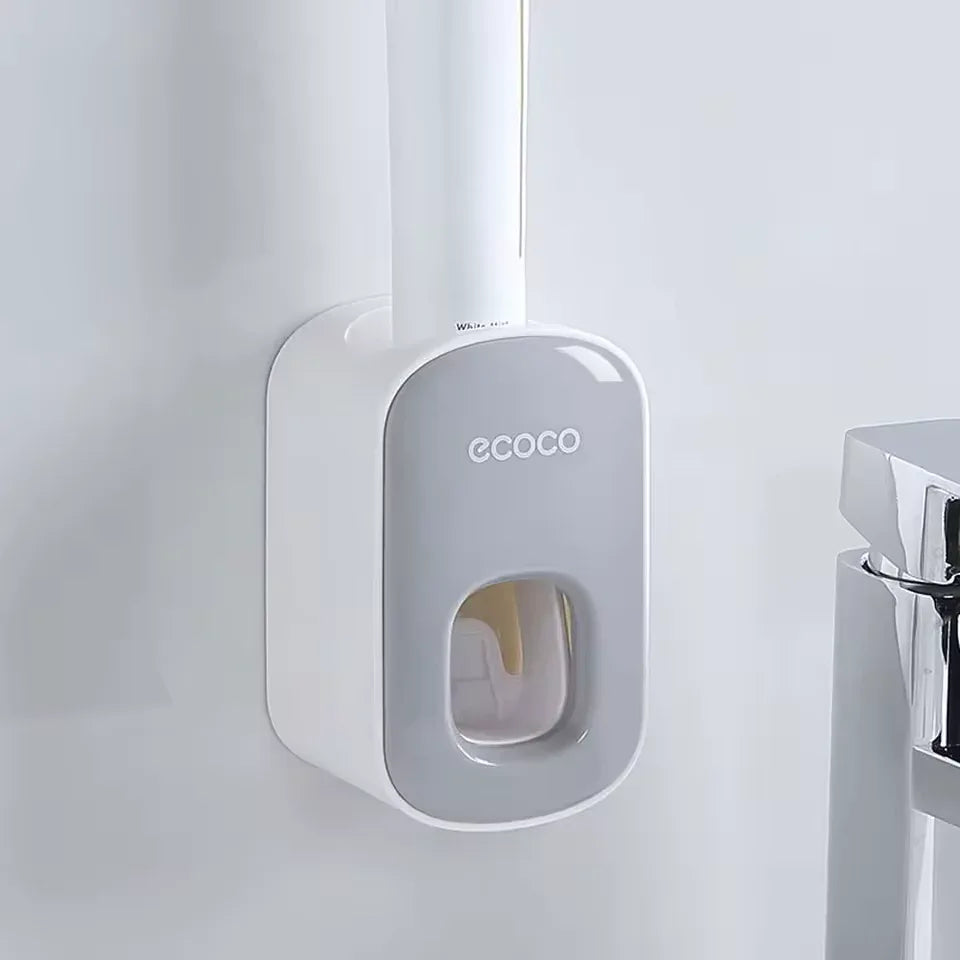 Wall-Mount Toothbrush Holder & Automatic Toothpaste Dispenser