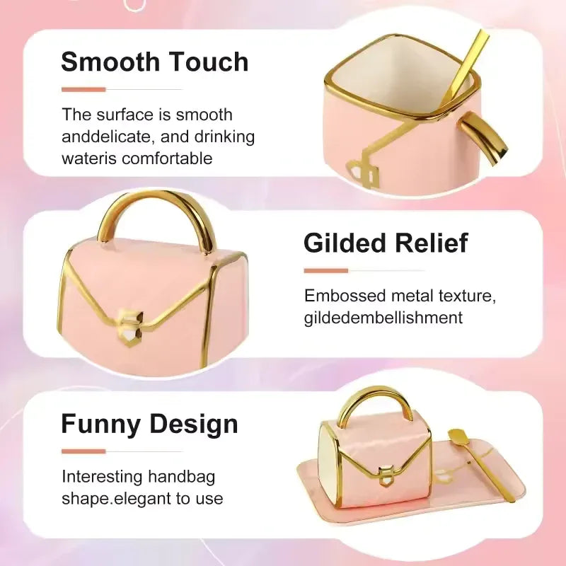 Handbag Coffee Mug with Tray & Spoon – Gift Box Set (Random) - Clarify.pk