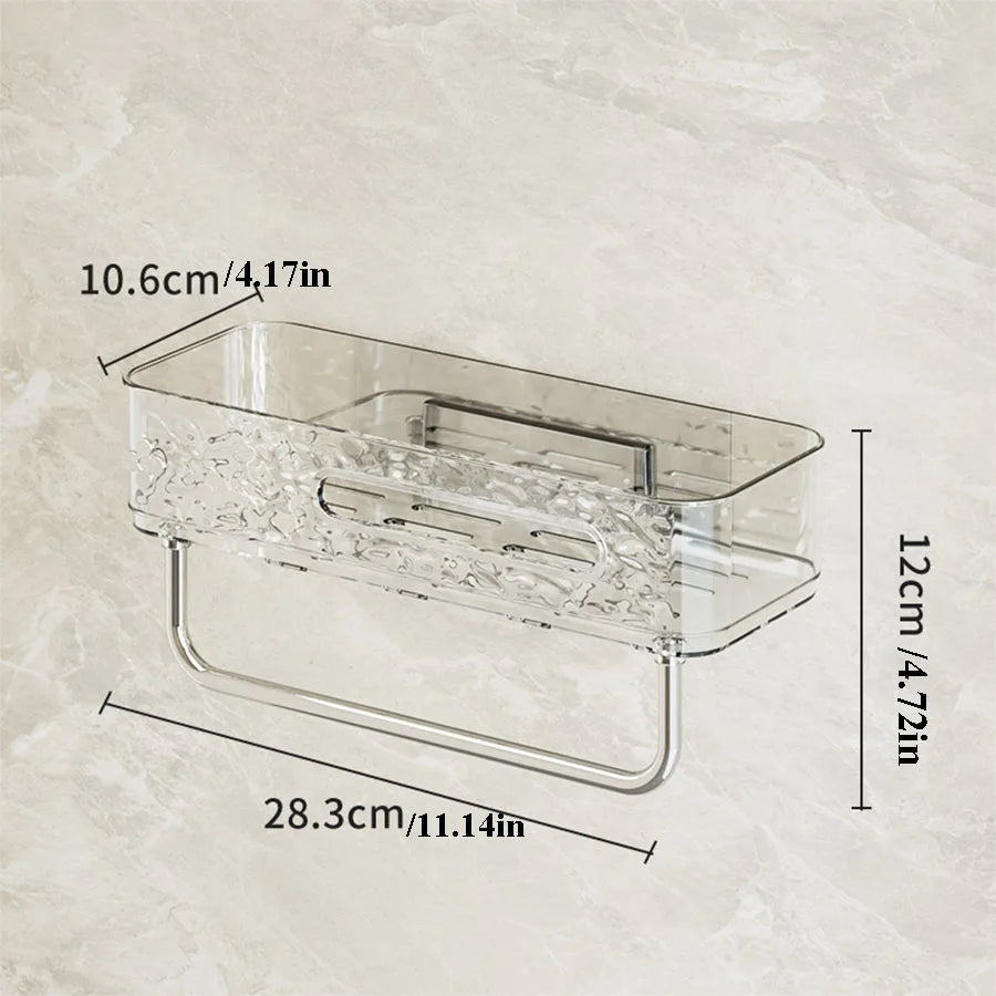 Glacier Patterned Bathroom Shelf - Non-Perforated Wall Mounted Storage Rack