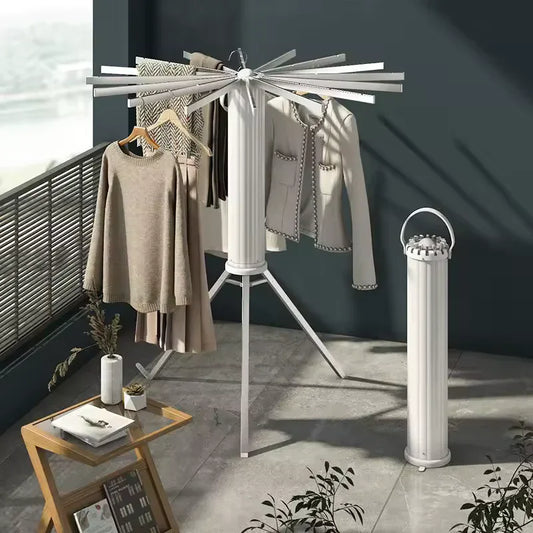 Retractable Folding Drying Rack with Floor Pole – Indoor Balcony Quilt Dryer - Clarify.pk