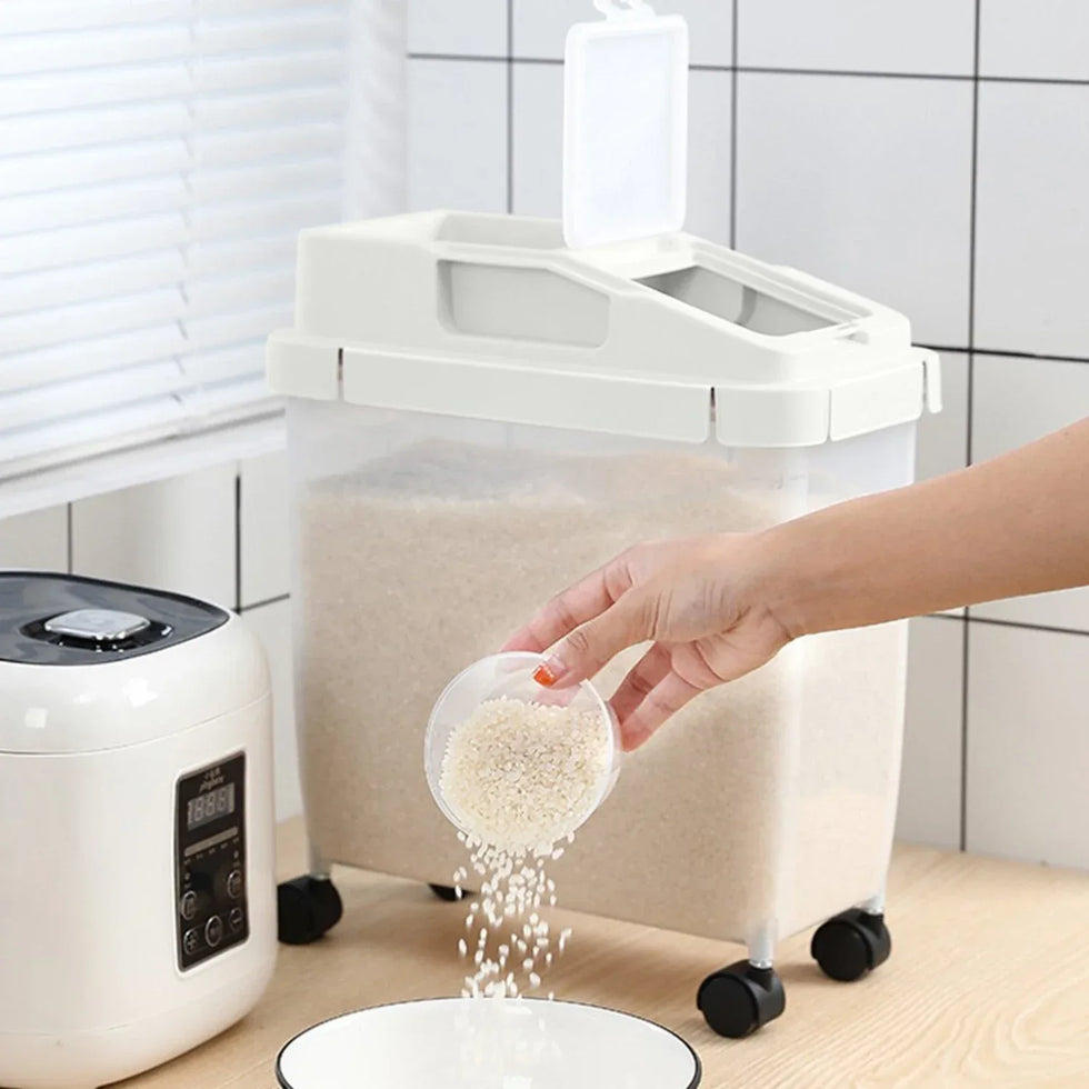 10kg Rice Storage Bucket with Wheels – Easy Carry - Clarify.pk