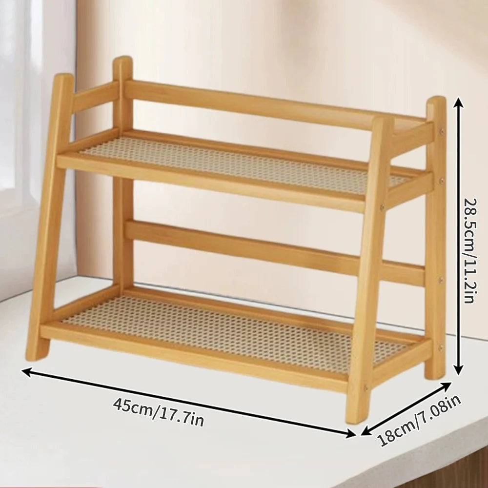 2-Layer Bamboo Multipurpose Rack  & Kitchen Shelf Organizer