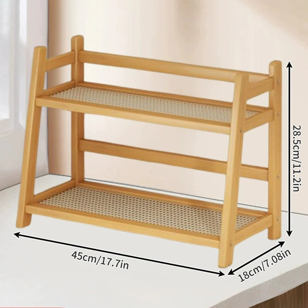 2-Layer Bamboo Multipurpose Rack  & Kitchen Shelf Organizer